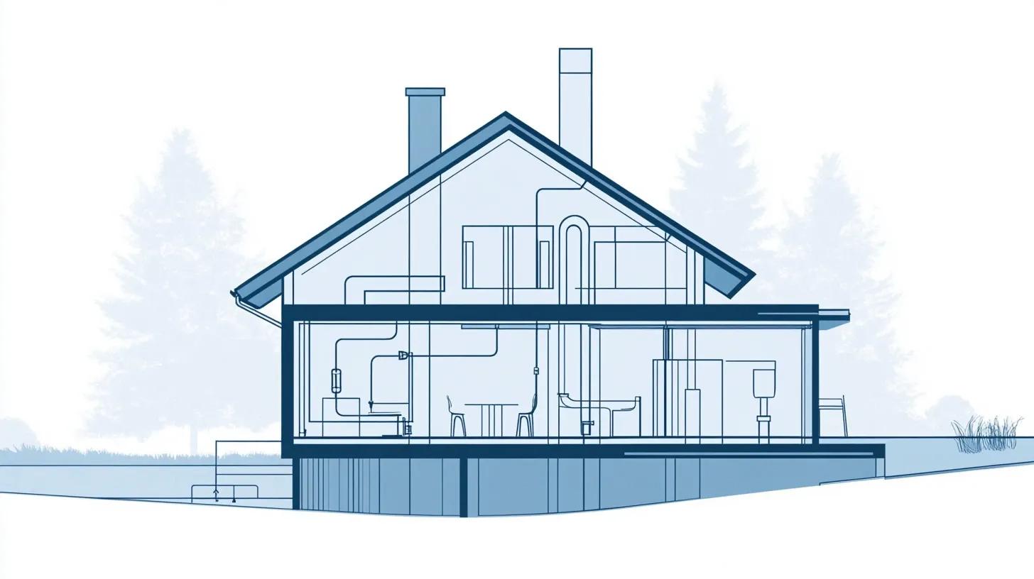Simple diagram of a home plumbing system showing the main sewer line